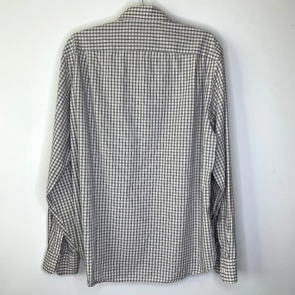 J.Crew Glencheck Tartan Texture Shirtings Button‎ Down Long Sleeve Shirt Sz L